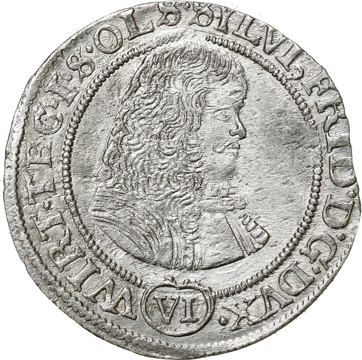 Śląsk, Księstwo Oleśnickie. Sylwiusz Fryderyk (1664-1697). 6 krajcarów 1674 SP, Oleśnica